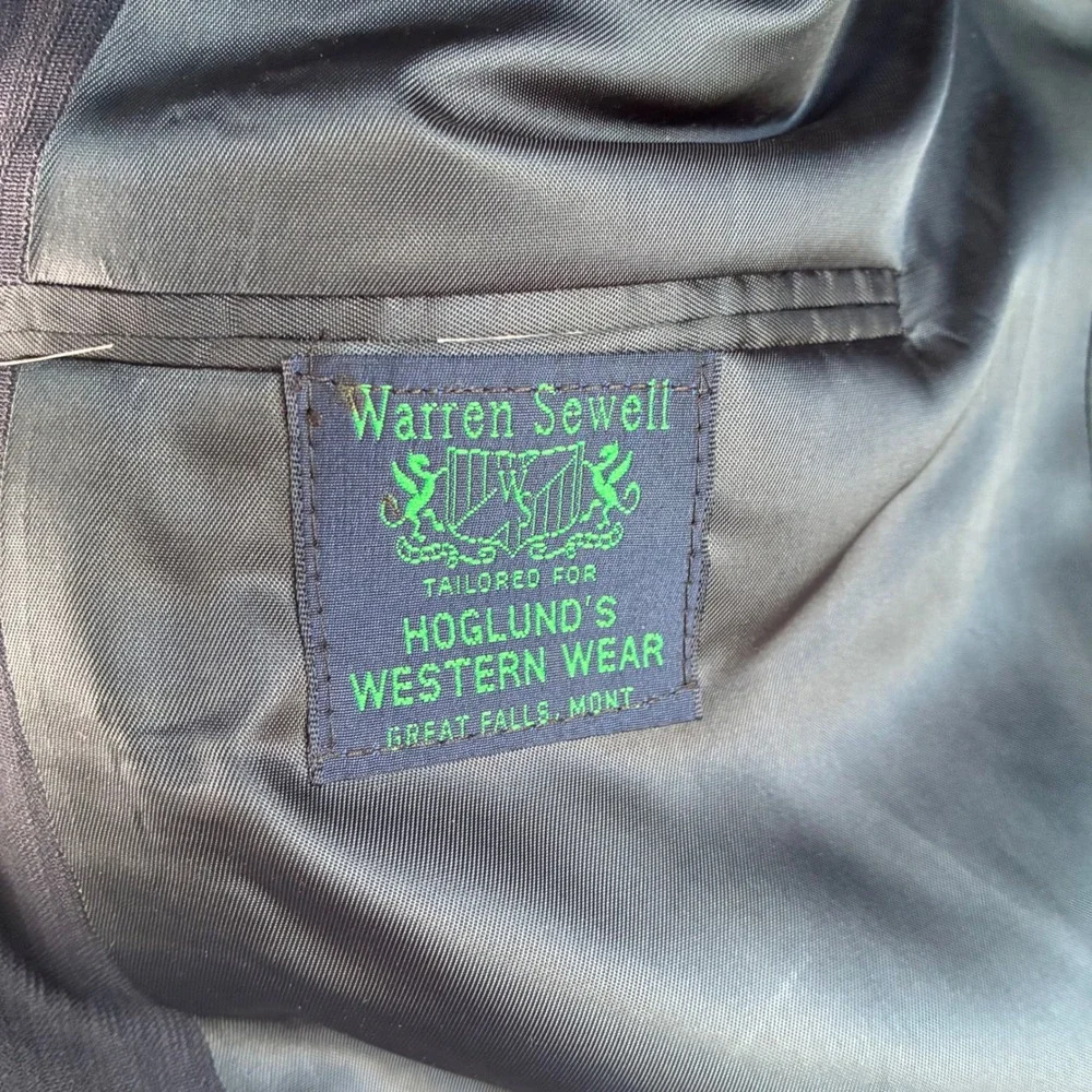 Warren Sewell Men Western Suit 46L Pinstripe Cowboy Jacket Pant Hoglunds USA VTG